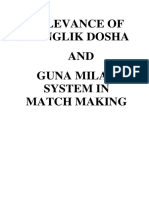 RELEVANCE OF MANGLIK DOSHA AND GUN MILAN SYSTEM IN MATCH MAKING