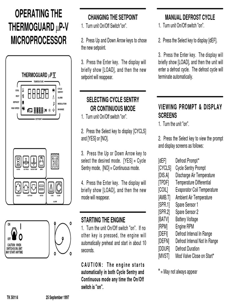 Thermo King Thermoguard P-V Manual | PDF | Engines | Switch