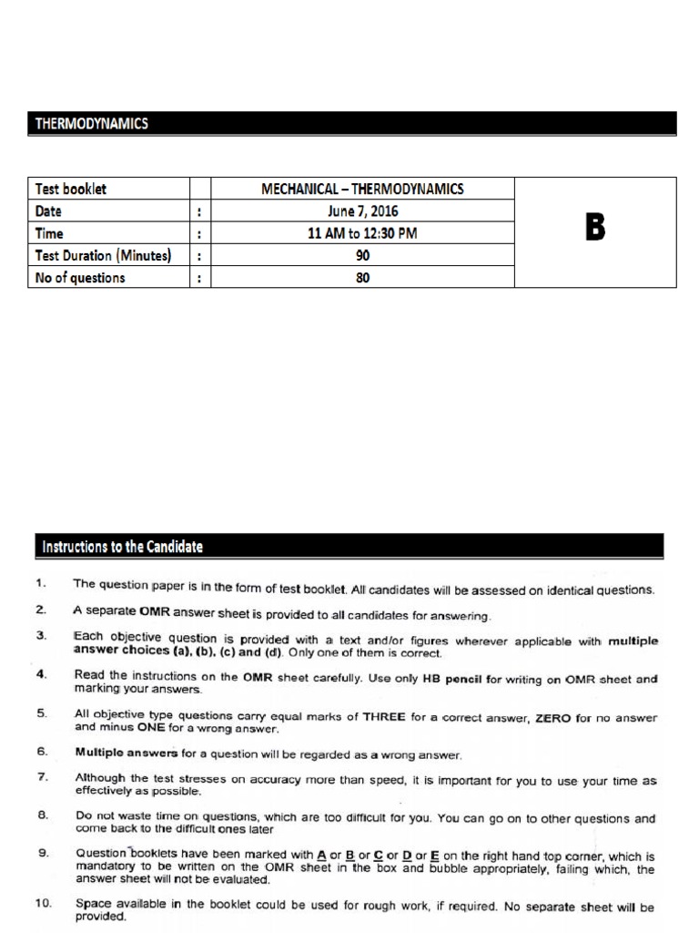 Thermodynamics Question Paper PDF | PDF | Entropy | Temperature