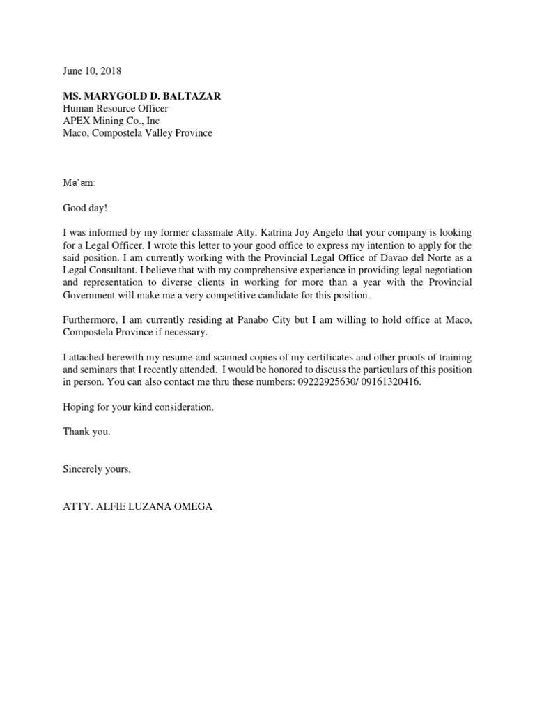 Application Letter Apex | PDF