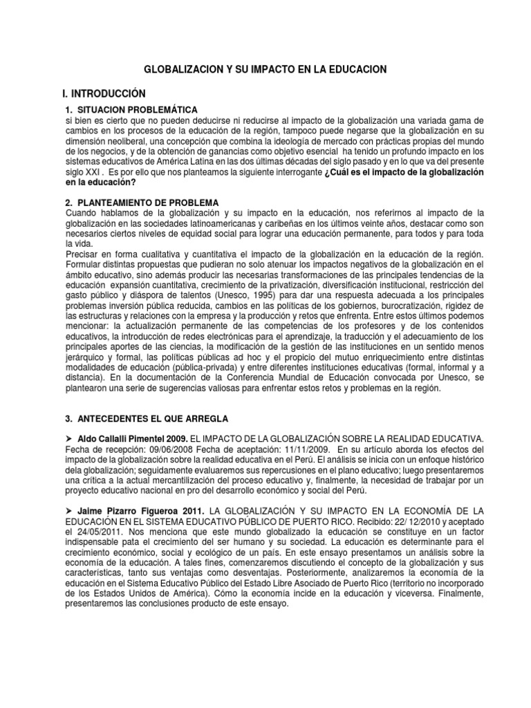 Impacto de la Globalización en Educación | PDF | Science | Globalización