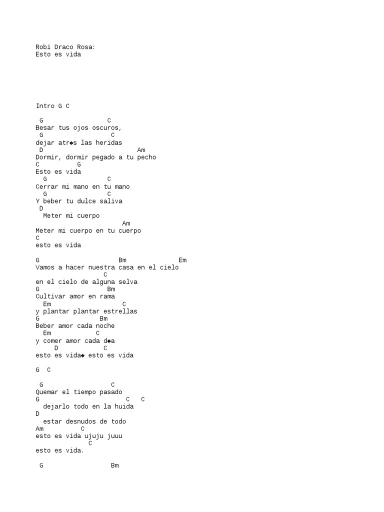 Robi Draco Rosa, Esto Es Vida Letra y Acordes | PDF