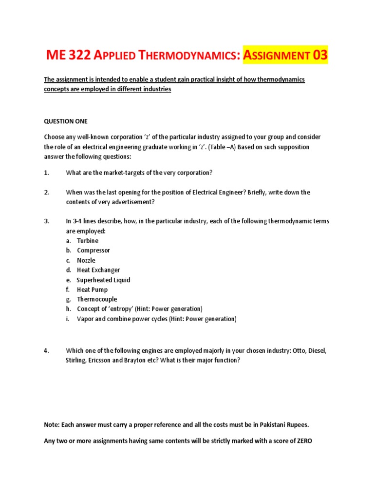 Applied Thermodynamics Assignment 03 | PDF | Cogeneration | Heat