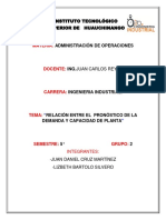 Reporte Relacion Entre Capacidad de Planta y Pronostico de La Demanda