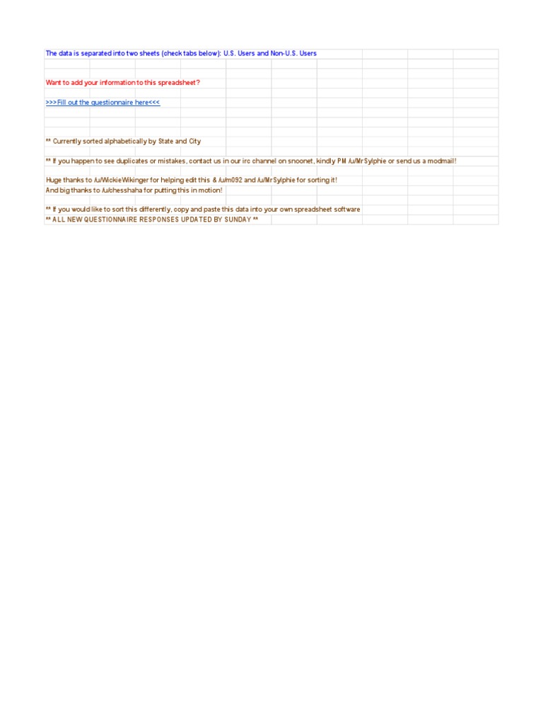 User Data Spreadsheet Overview | PDF