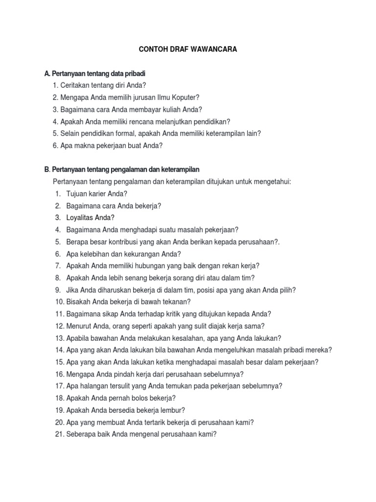 Contoh Draft Wawancara Formal | PDF