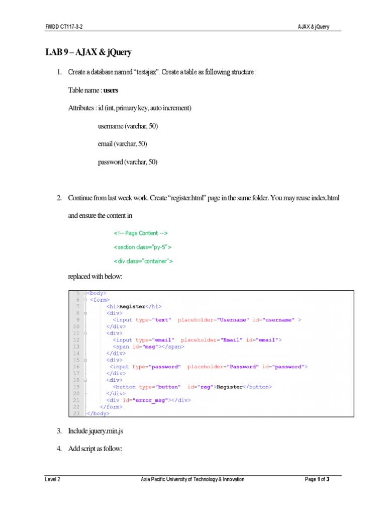 AJAX & jQuery Lab 9 Guide | PDF | Computers