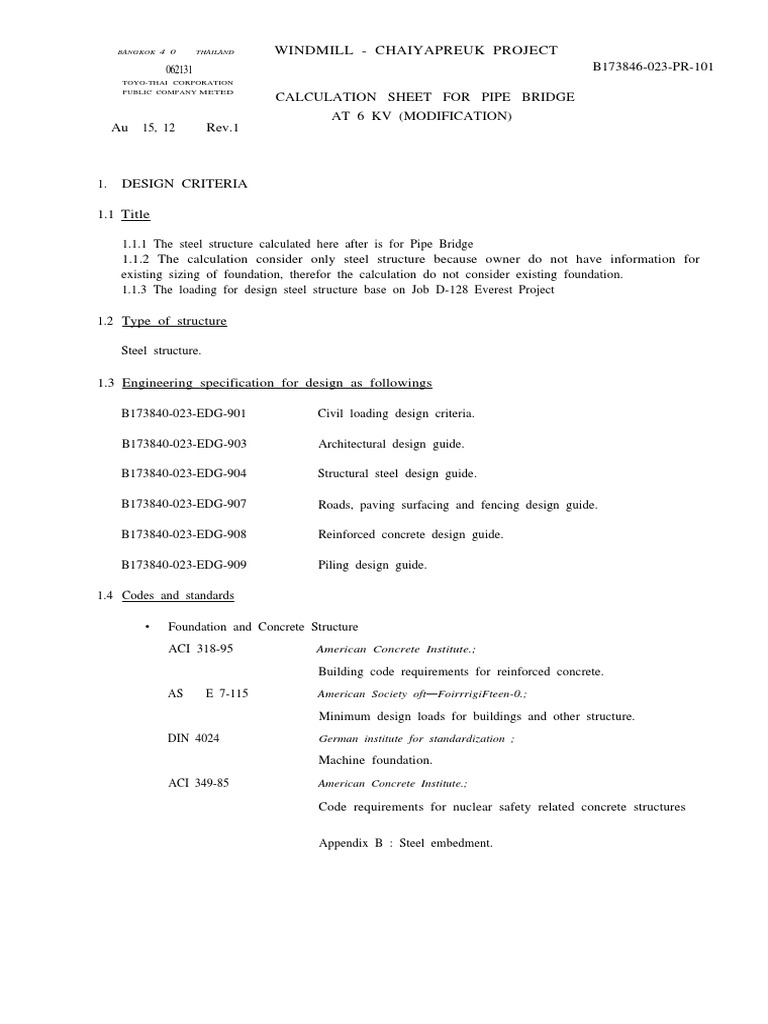 Pipe Bridge Design Calculation Sheet | PDF | Beam (Structure ...