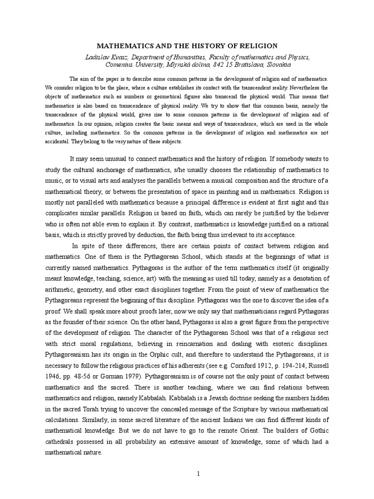 Exploring Mathematics and Religion's Links | PDF | Transcendence ...