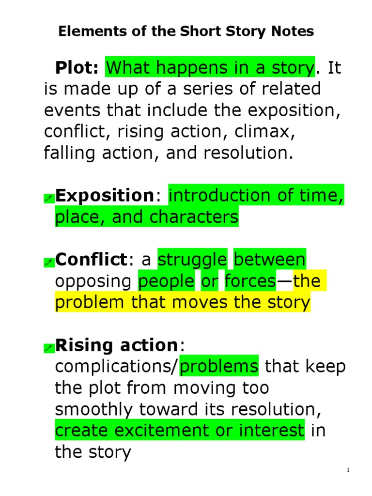 Elements of The Short Story Notes | PDF | Irony | Narration