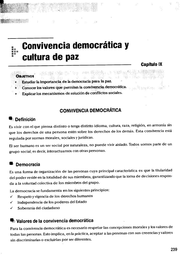Convivencia Democrática y Cultura de Paz | PDF