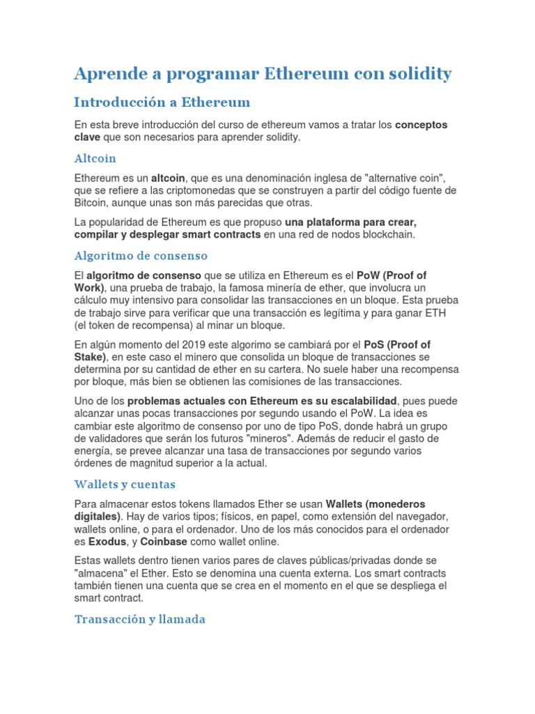 Aprende A Programar Ethereum Con Solidity | PDF | Áreas de informática |  Gestión de tecnología de la información