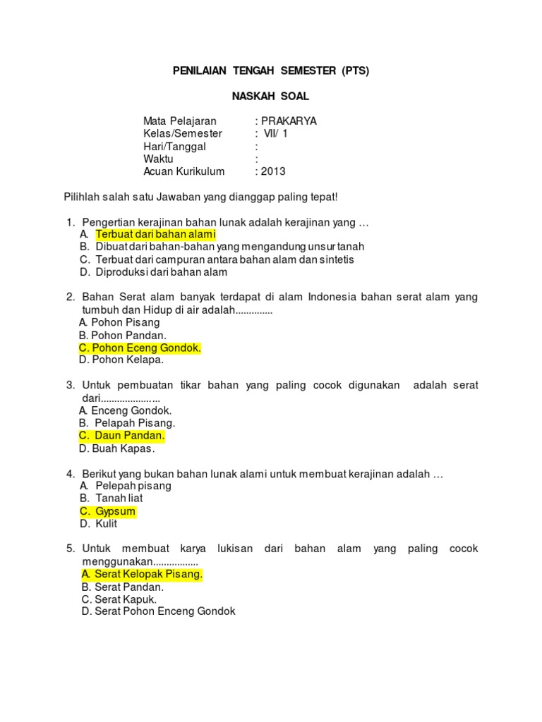 Uts Prakarya 7 Semeter 1 Ok