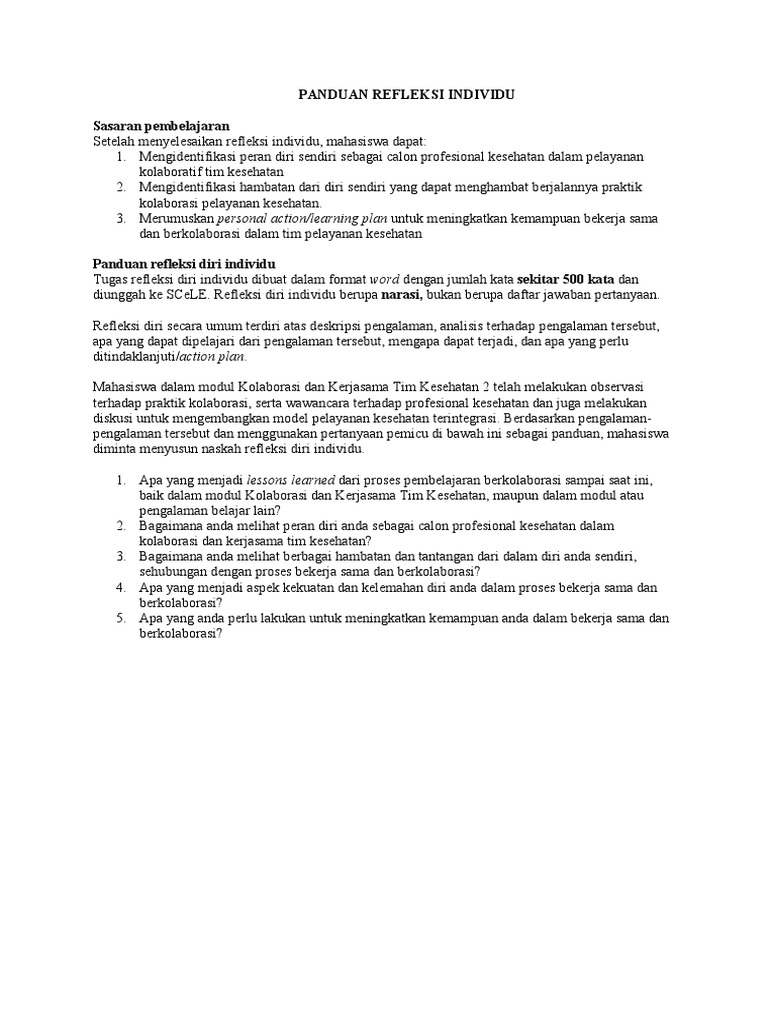 Panduan Refleksi Individu Pdf