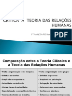 Comparação Teorias Clássica x Relações Humanas