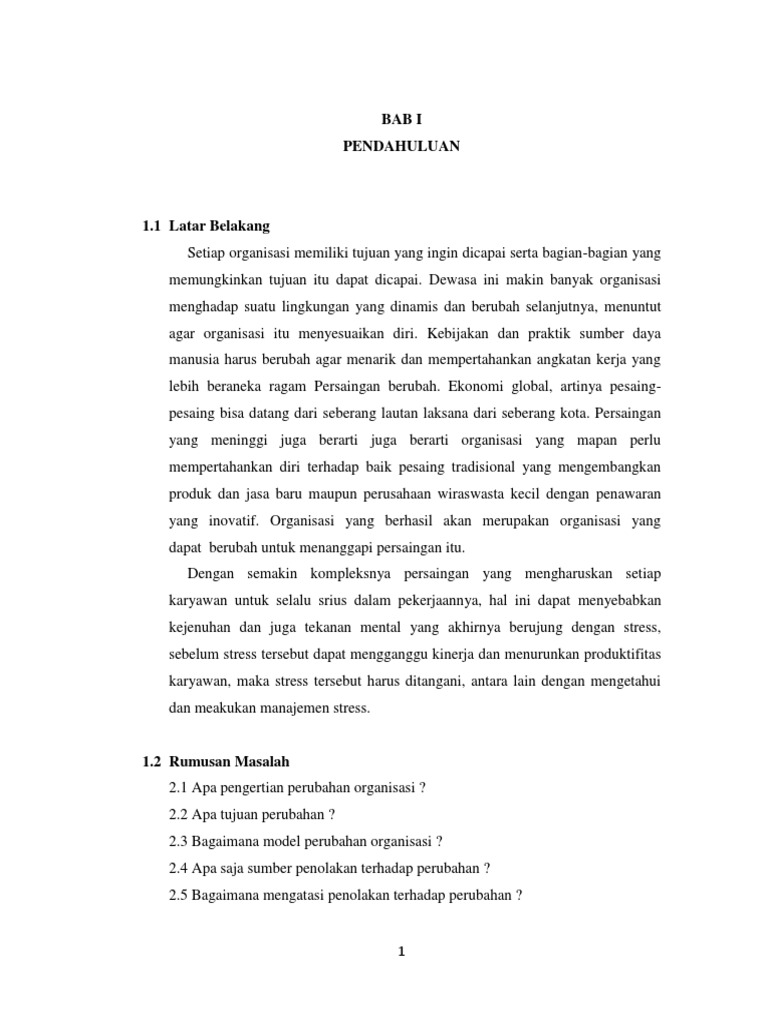 Perubahan Organisasi Dan Manajemen Stress, KLP 13