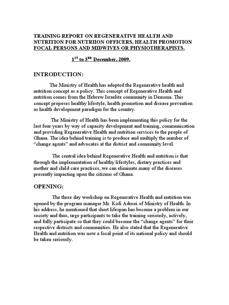 Regenerative health and nutrition