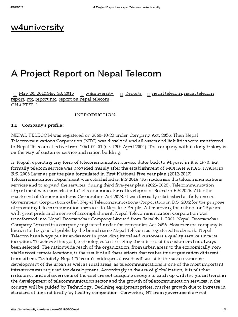 Project Report on Nepal Telecom Overview | PDF | General Packet Radio ...