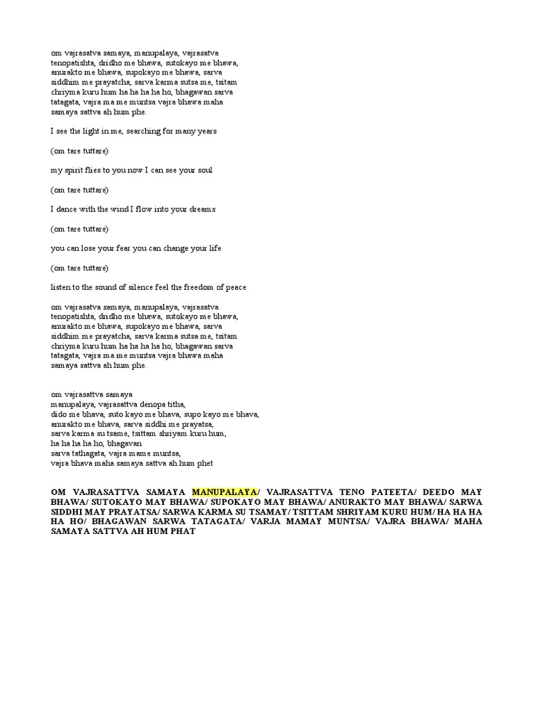 100 Syllable Mantra Buddhist Philosophical Concepts Religious Philosophical Concepts scribd