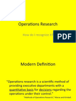 Operations Research: How Do I Recognize It?