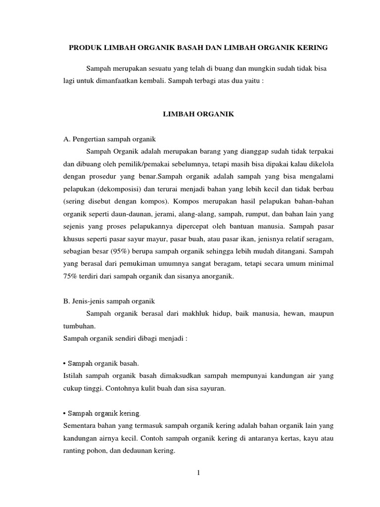 MAKALAH LIMBAH  ORGANIK  MAKALAH LIMBAH  ORGANIK