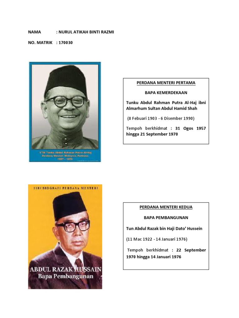 Nama Perdana Menteri Malaysia  PDF