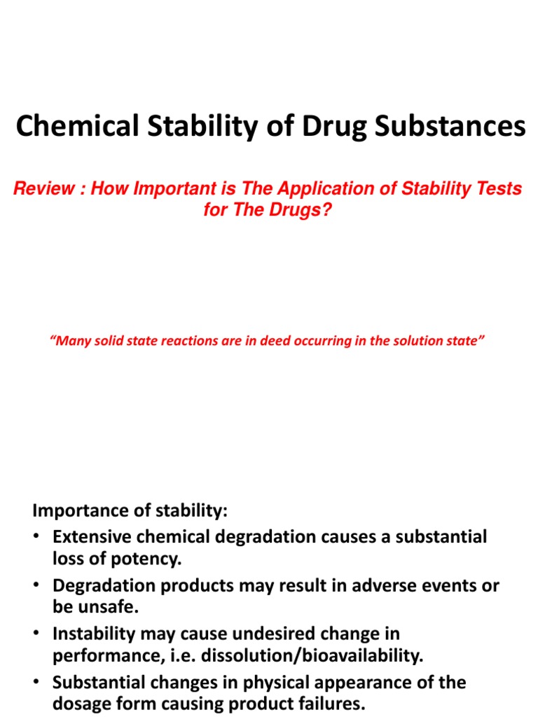 Chemical Stability of Drug Substances Hydrolysis Ester Free 30