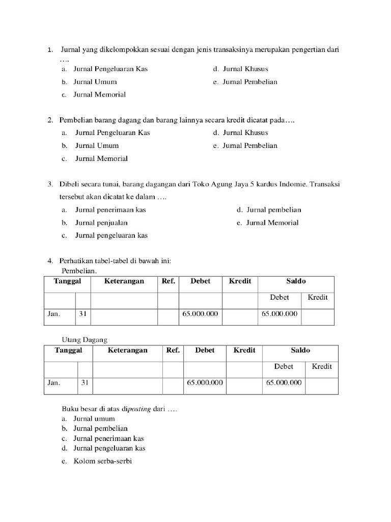 Soal Semester Akuntansi Sma Kelas Xii Dan Kunci