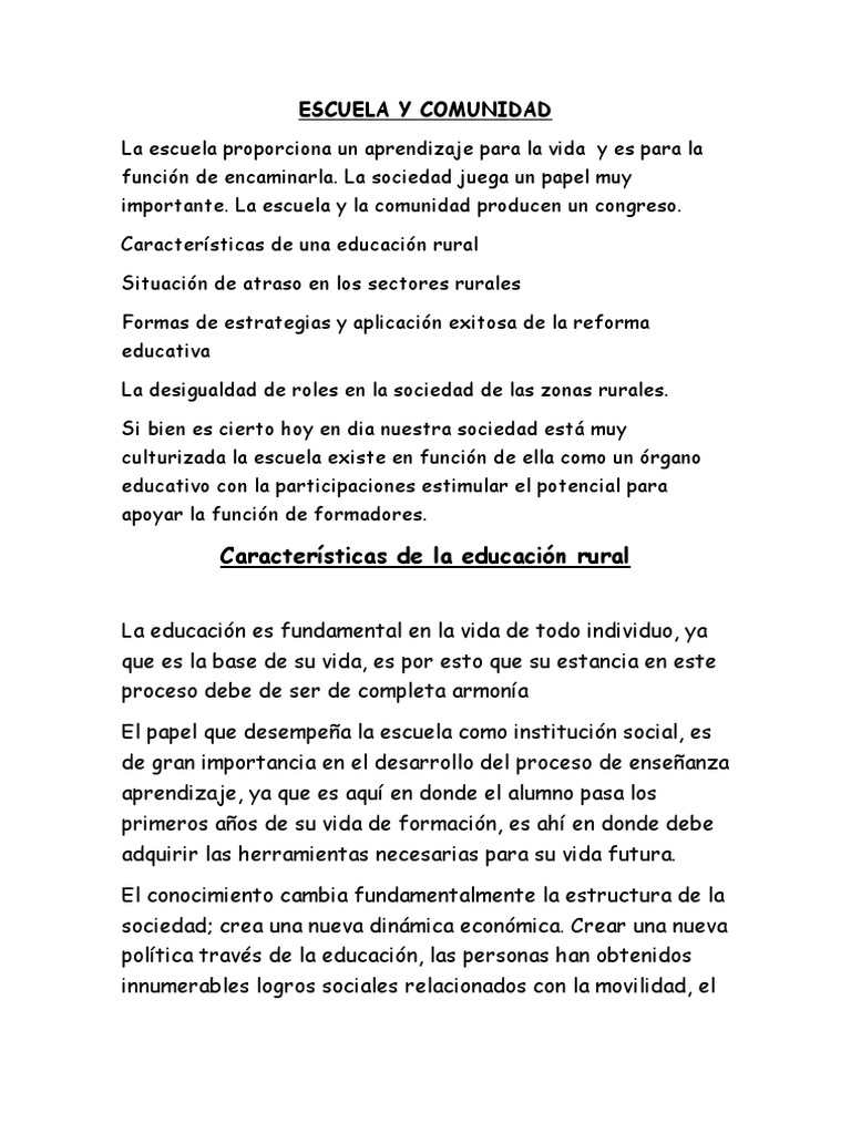Escuela y Comunidad | PDF | Maestros | Sociedad
