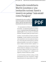 Martín Lousteau y Una Invitación Curiosa Llamó a Invertir en Países Más Estables Como Paraguay