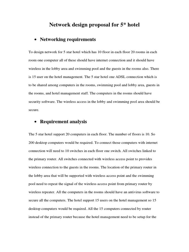 Hotel Network Design Proposal | PDF | Router (Computing) | Computer Network