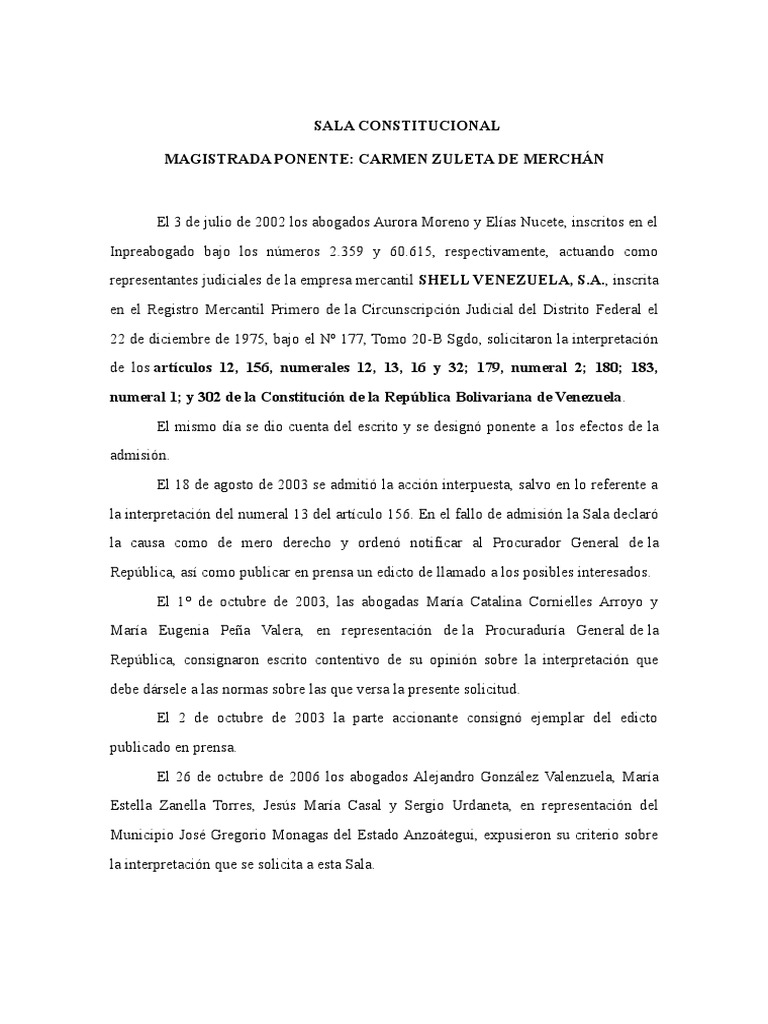Sentencia de La Sala Constitucional - TSJ. Interpretacion Del Art 180 D