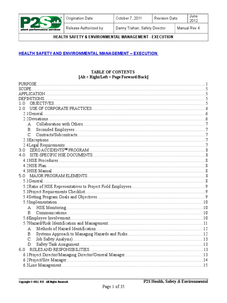 Health Safety Environmental Management-Execution | PDF | Risk | Risk ...