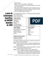 Provas de Conhecimentos Específicos da UNIFESP de dezembro de 2008