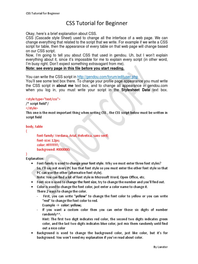 CSS Tutorial PDF | PDF | Hyperlink | Cascading Style Sheets