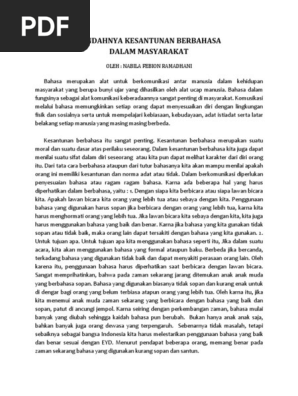 Rendahnya Kesantunan Berbahasa