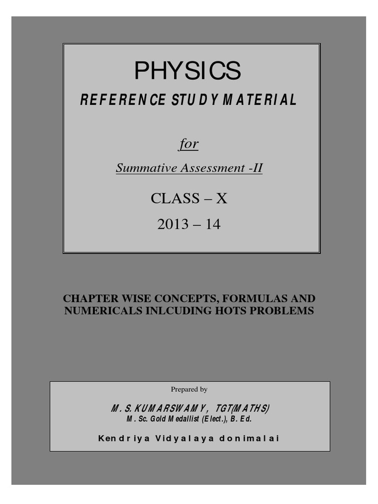 Class 10 Physics Study Material | PDF | Lens (Optics) | Refraction