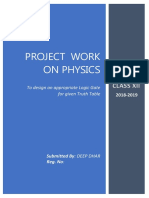 Project Work On Physics: Class Xii