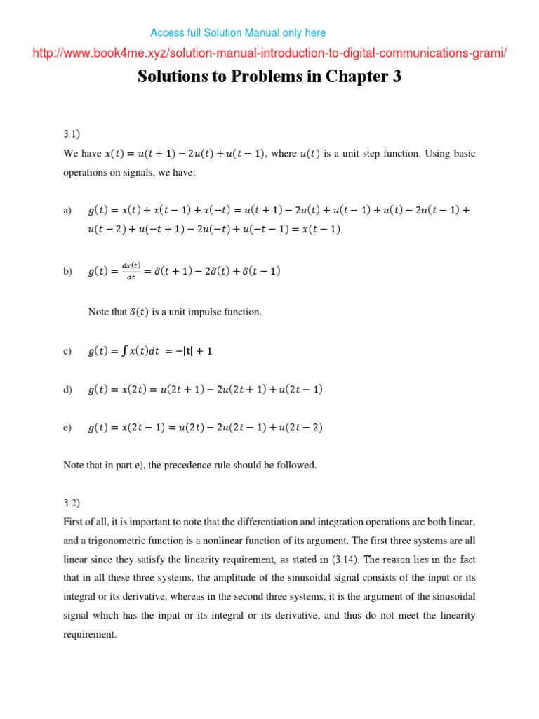 Solution Manual For Introduction To Digital Communications Ali Grami Exponential Function Bandwidth Signal Processing