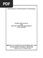 Department of Information Technology: Instruction Manual FOR Industry Oriented Mini Project (Code-07A81292)