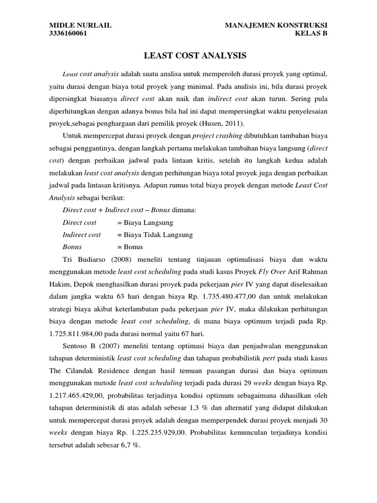Least Cost Analysis | PDF