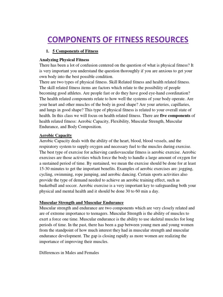 Components of Fitness Resources | PDF | Physical Fitness | Aerobic Exercise