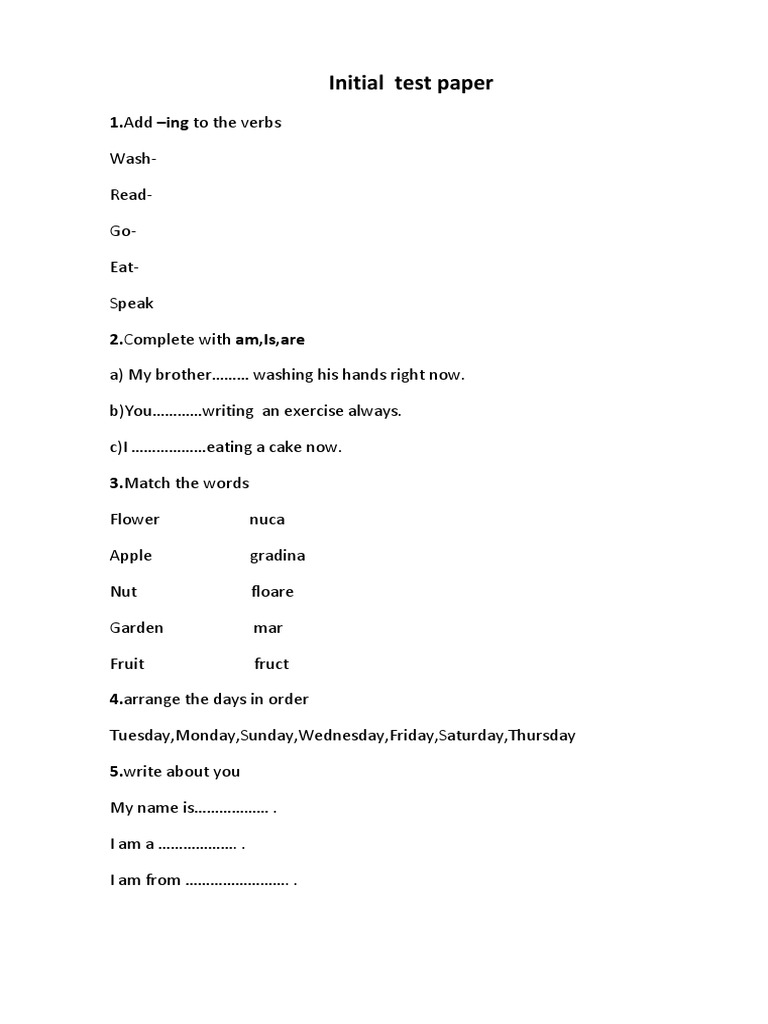 Ces. Initial Test Paper | PDF | Linguistic Typology | Grammar