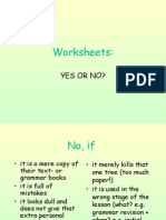 Worksheets:: Yes or No?