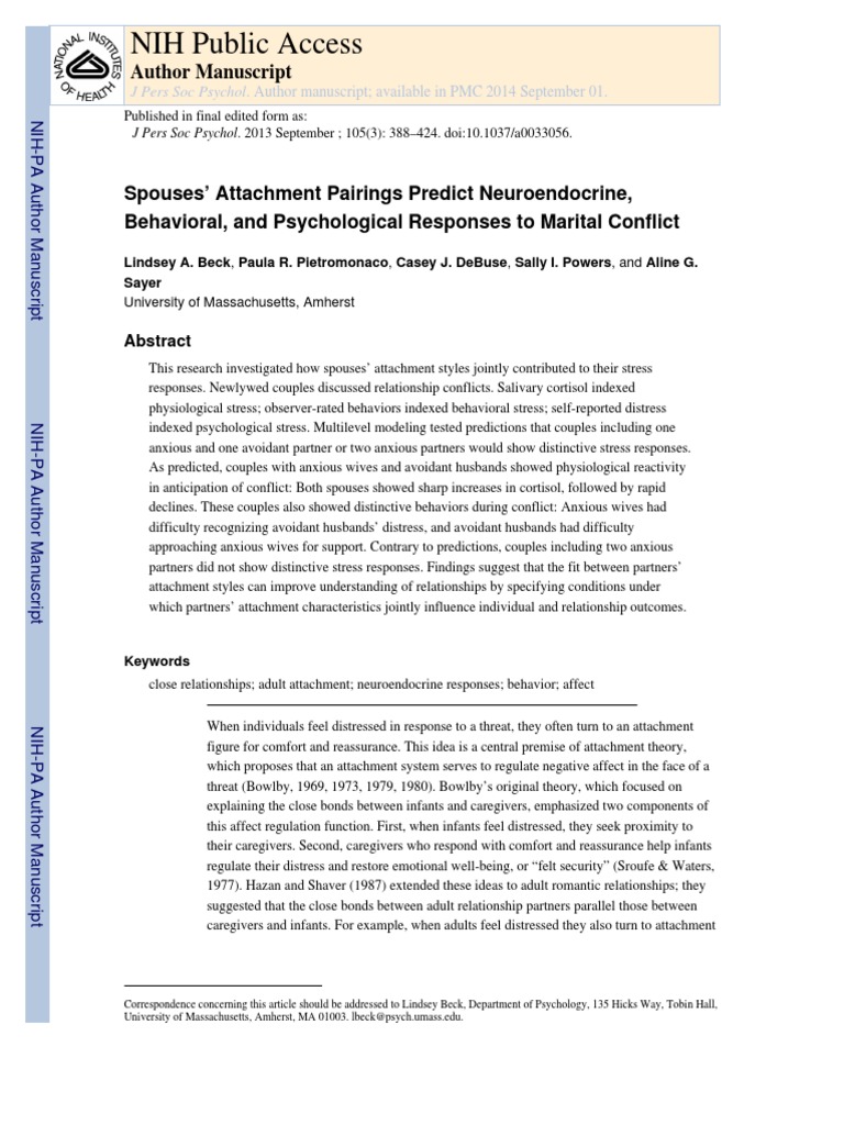 Attachment Styles Impact Marital Stress | PDF | Attachment Theory ...