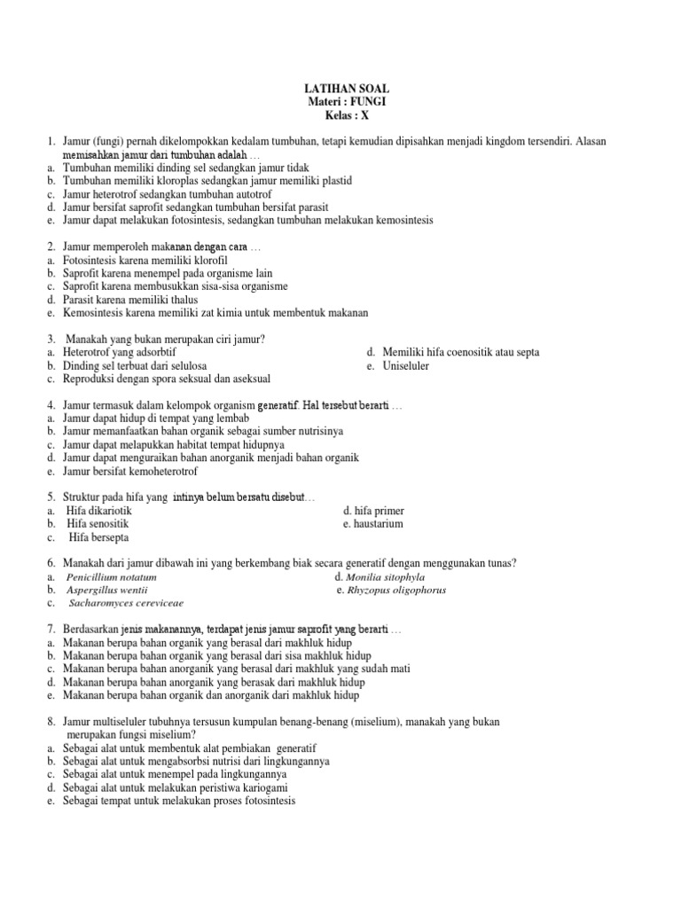 Latihan Soal Fungi 2