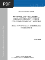 Cippec - Documentos n21. Oportunidades y Desafíos en La Interacción Estado y Sociedad Civil a Nivel Provincial y Municipal