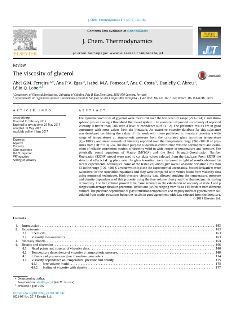 The Viscosity of Glycerol | PDF | Viscosity | Temperature