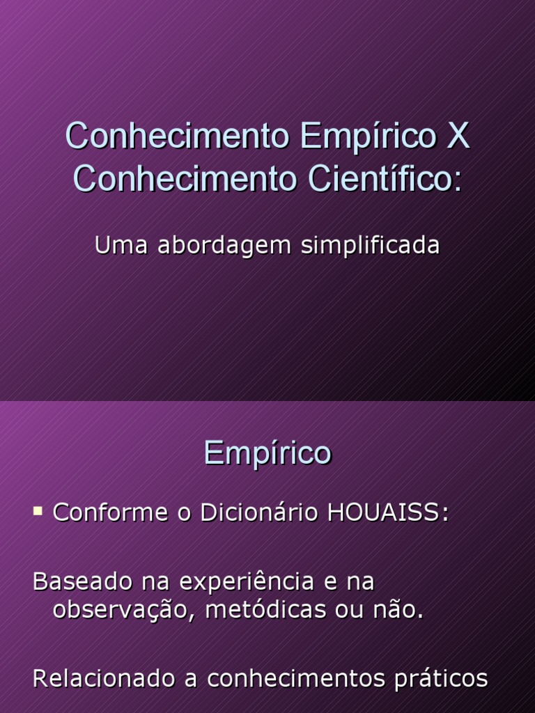 Diferenças entre Conhecimento Empírico e Científico | PDF | Science ...