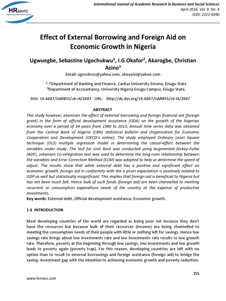 Effect of External Borrowing and Foreign Aid On Economic Growth in ...